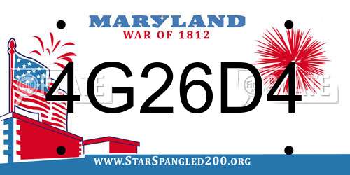 4G26D4 Maryland License Plate
