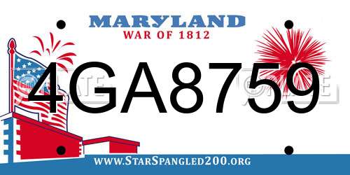 4GA8759 Maryland License Plate