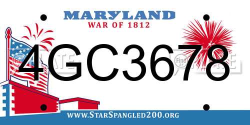4GC3678 Maryland License Plate