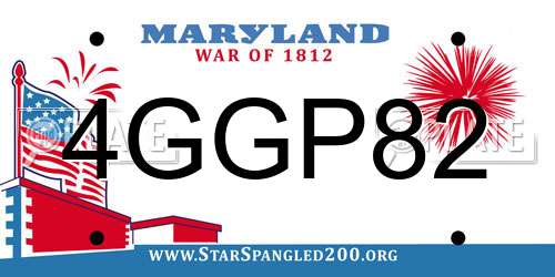 4GGP82 Maryland License Plate