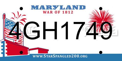 4GH1749 Maryland License Plate