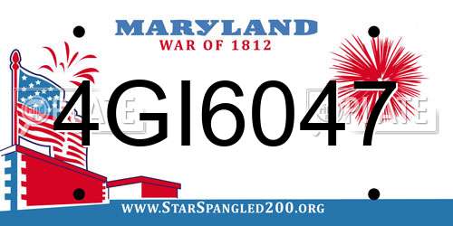 4GI6047 Maryland License Plate