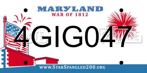 4GIG047 Maryland License Plate