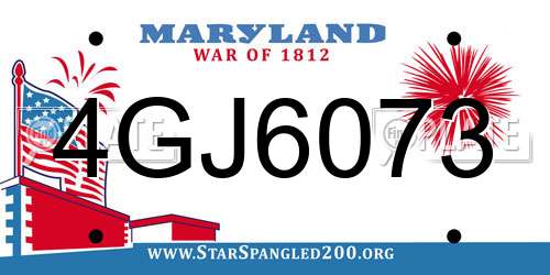 4GJ6073 Maryland License Plate