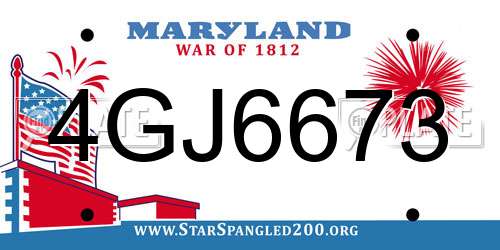 4GJ6673 Maryland License Plate
