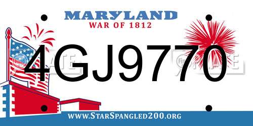 4GJ9770 Maryland License Plate