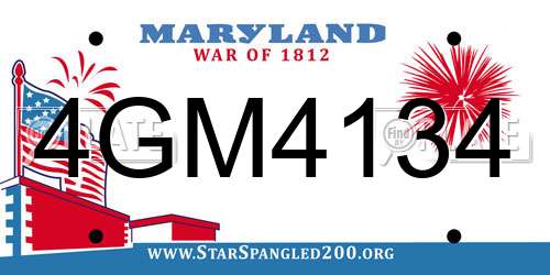 4GM4134 Maryland License Plate