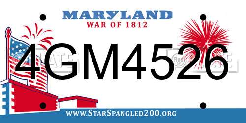 4GM4526 Maryland License Plate