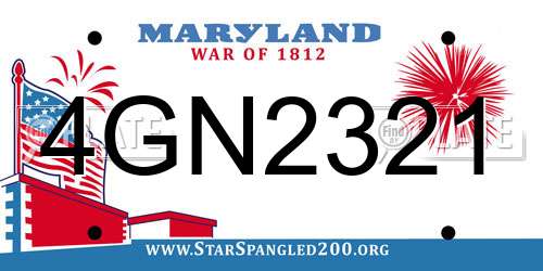 4GN2321 Maryland License Plate