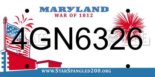 4GN6326 Maryland License Plate
