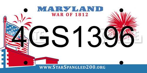 4GS1396 Maryland License Plate