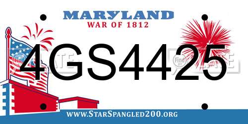 4GS4425 Maryland License Plate