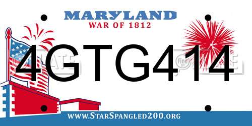 4GTG414 Maryland License Plate