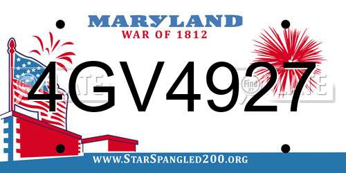 4GV4927 Maryland License Plate