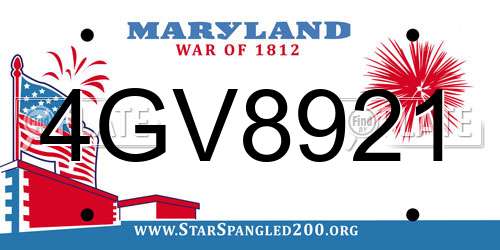 4GV8921 Maryland License Plate