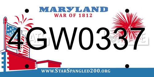 4GW0337 Maryland License Plate