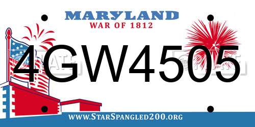 4GW4505 Maryland License Plate