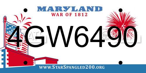 4GW6490 Maryland License Plate