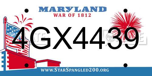 4GX4439 Maryland License Plate