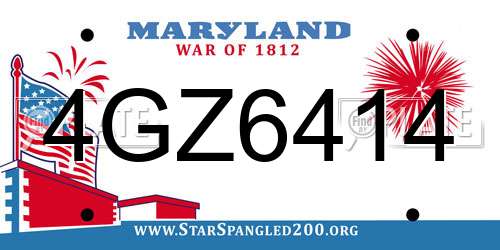 4GZ6414 Maryland License Plate