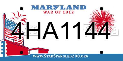 4HA1144 Maryland License Plate