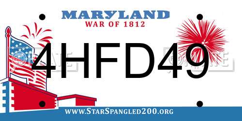 4HFD49 Maryland License Plate