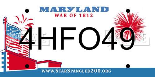 4HFO49 Maryland License Plate