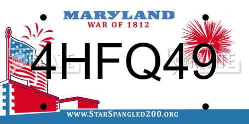 4HFQ49 Maryland License Plate