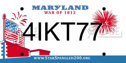 4IKT77 Maryland License Plate