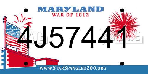 4J57441 Maryland License Plate
