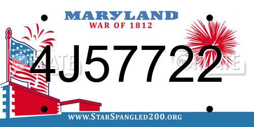 4J57722 Maryland License Plate