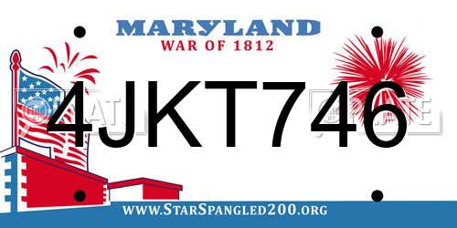 4JKT746 Maryland License Plate