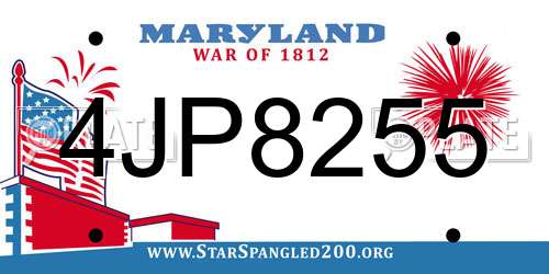 4JP8255 Maryland License Plate