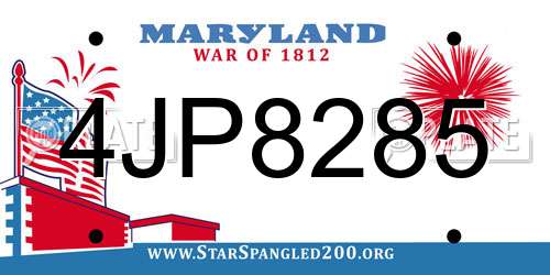 4JP8285 Maryland License Plate