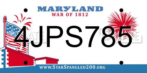 4JPS785 Maryland License Plate