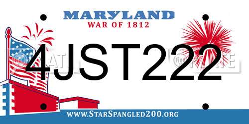 4JST222 Maryland License Plate
