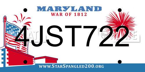 4JST722 Maryland License Plate