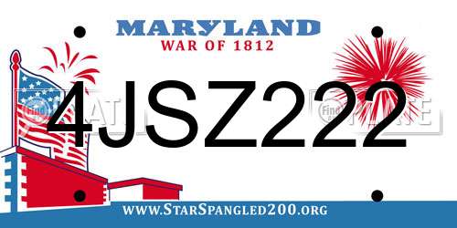 4JSZ222 Maryland License Plate