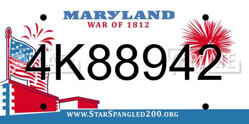 4K88942 Maryland License Plate