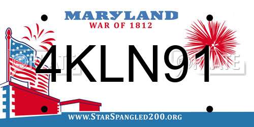 4KLN91 Maryland License Plate