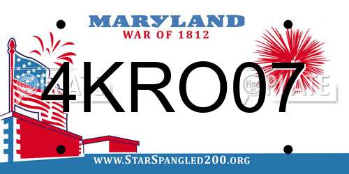 4KRO07 Maryland License Plate