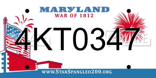 4KT0347 Maryland License Plate
