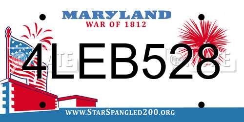 4LEB528 Maryland License Plate