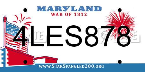 4LES878 Maryland License Plate