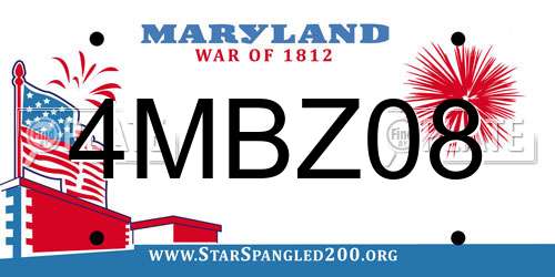 4MBZ08 Maryland License Plate