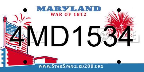 4MD1534 Maryland License Plate