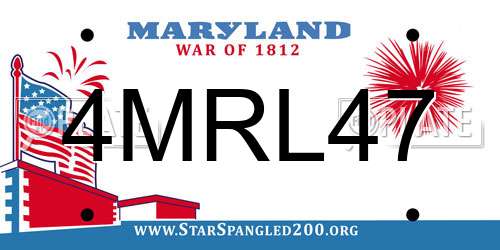 4MRL47 Maryland License Plate