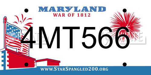 4MT566 Maryland License Plate