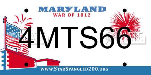 4MTS66 Maryland License Plate