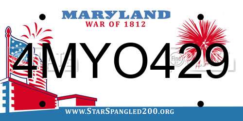 4MYO429 Maryland License Plate